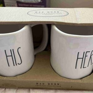 Rae Dunn White 'His' and 'Hers' Mug Set
